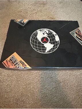 Nike Black Shoe Box with White Globe and Red Jumpman